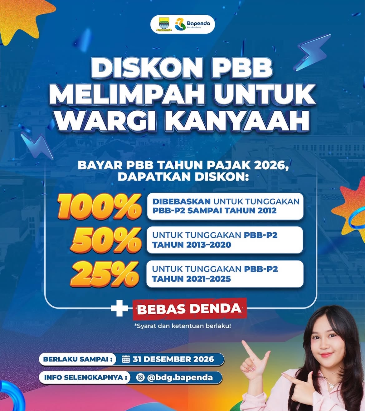 Pemkot Bandung Beri Diskon PBB-P2, Tunggakan Bisa Lenyap 100 Persen